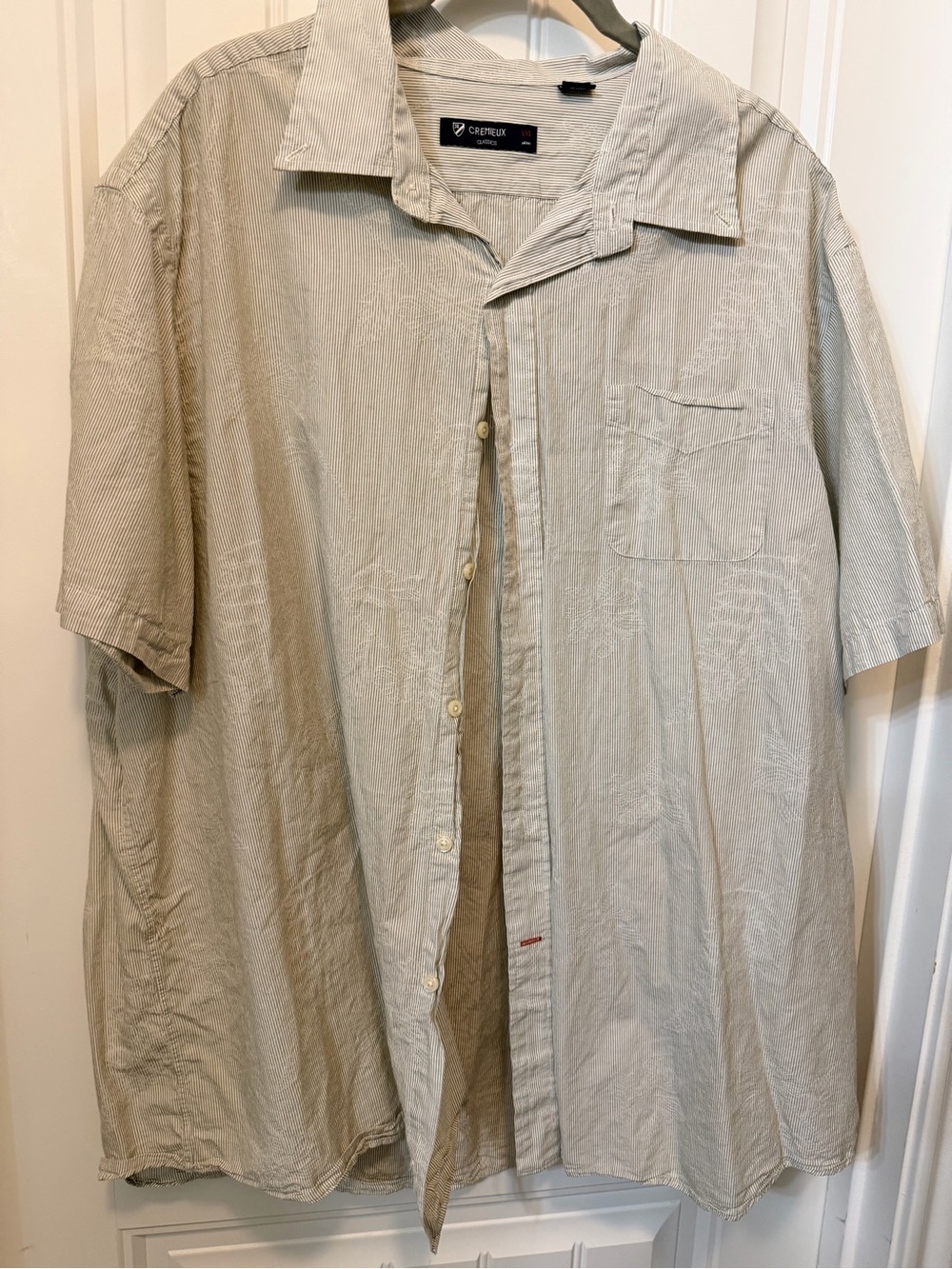 Daniel Cremieux Striped Short-Sleeve Button Shirt in Cream and Navy
